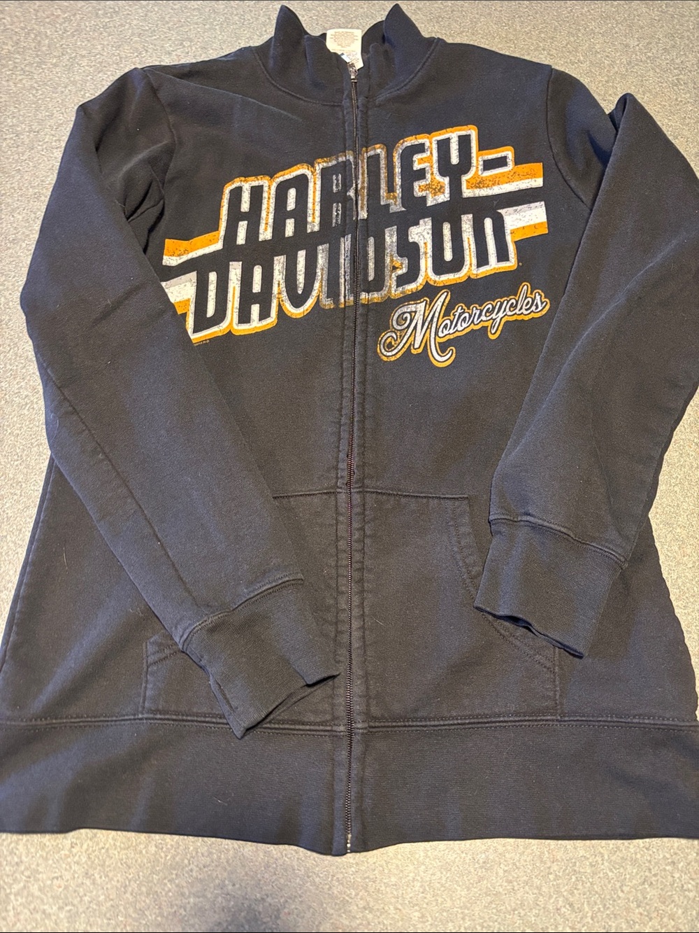 Harley-Davidson Kids Black Zip-Up Puffer Jacket with Yellow & White Logo